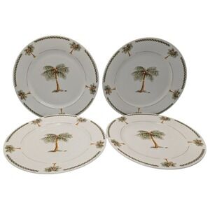 Gibson Dessert Salad Plate Palm‎ Tree Bahama Bay Tropical Vintage Set of Four